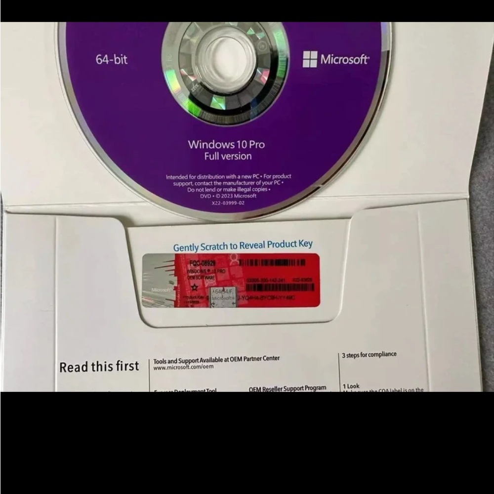 Microsoft Windows 10 Pro Professional Full Version DVD With Product Key Sealed